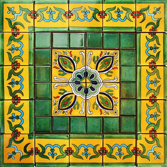 Pobleta Mexican Tile Set Backsplash Mural