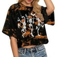 thumbnail image 1 of HUITKMM T-Shirt en Coton pour Femmes, Mode Décontractée, Imprimé Halloween, Manches Courtes, 1 of 3