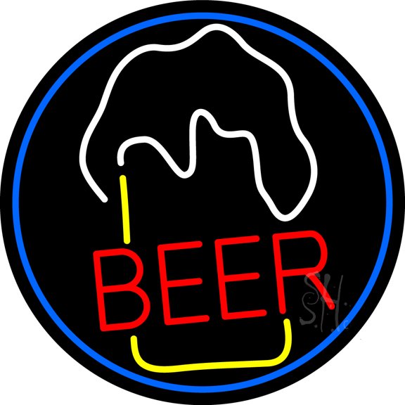 Beer Glass LED Neon Sign 18 x 18 - inches, Clear Edge Cut Acrylic Backing, with Dimmer - Bright and Premium built indoor LED Neon Sign for Bar decor.