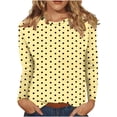thumbnail image 6 of ctdiral Polka Dot Long Sleeve Tops for Women Crew Neck Loose Fit Shirt Soft Stretchy Pullover Fall Lounge Comfy Daily Wear Yellow L, 6 of 6