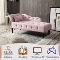 thumbnail image 3 of Holaki 60.6" Velvet Chaise Lounge Buttons Tufted Nailhead Trimmed Solid Wood Legs with 1 Pillow,Light Pink, 3 of 9