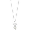 thumbnail image 2 of Brilliance 925 Sterling Silver Freshwater Pearl and Created White Sapphire Dog Pendant with 18" Chain, 2 of 2
