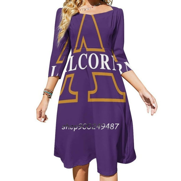 Vestido acampanado con nudo en forma de corazón de la Universidad Estatal de Alcorn Diseño de moda Vestido holgado de talla grande Liga deportiva de la Universidad Estatal de Alcorn
