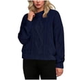 thumbnail image 2 of GigrtiJin Fall Winter Pullover Sweater for Women Solid Color Cable Knitted Crew Neck Long Sleeve Blouse Causal Thermal Tops, 2 of 5