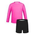 thumbnail image 4 of MGDXOX Girls Long Sleeve Rash Guard Athletic Boyshorts Swimsuits 2 Piece Bathing Suit UPF 50+ Swimwears Hot Pink 5-6Years, 4 of 7