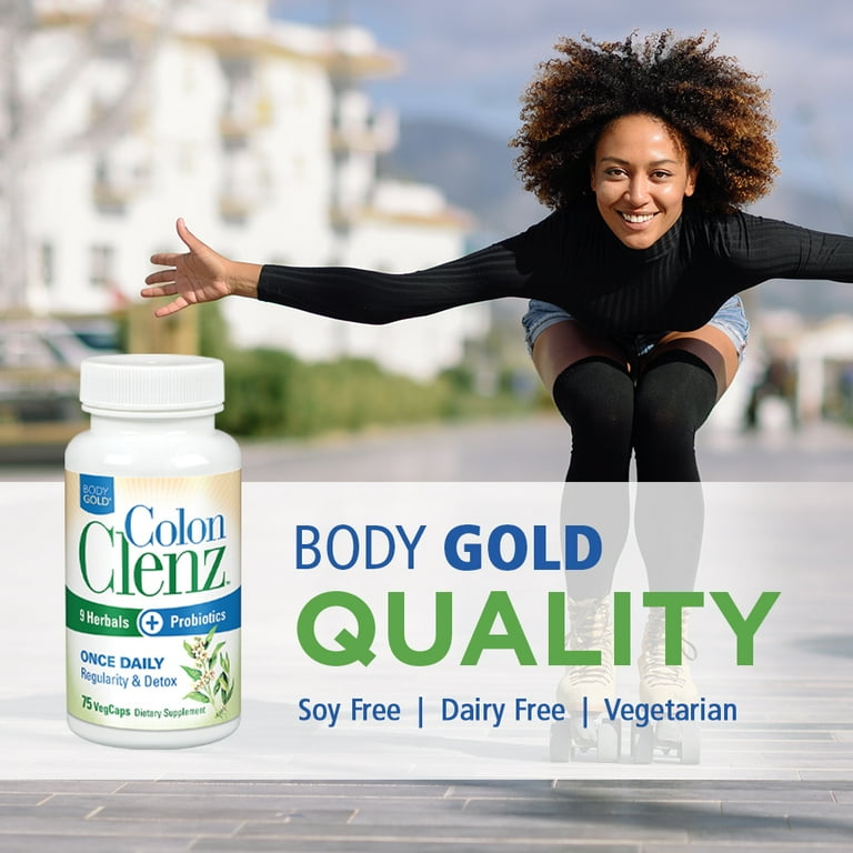 BodyGold Colon Clenz Detox Formula | 9 Herbs + Probiotics | Gut