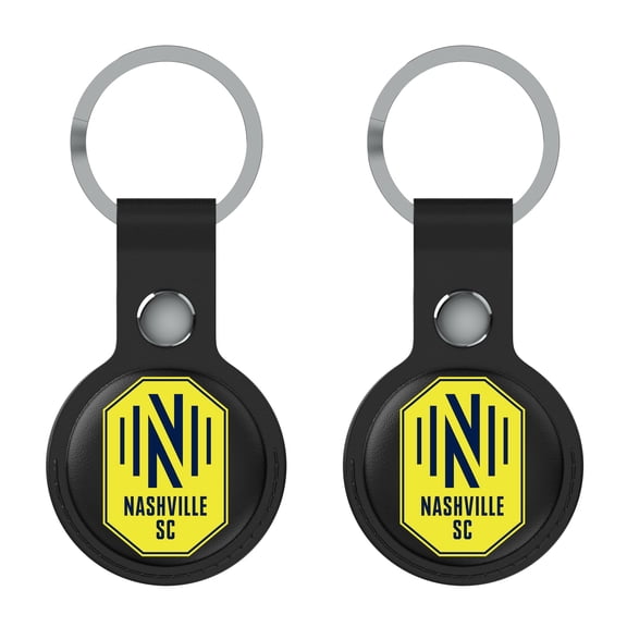 Keyscaper Nashville SC Black Leatherette AirTag Holder 2-Pack