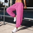 thumbnail image 6 of WQNVRNR Womens Wide Leg Pants- Casual Fashion Drawstring Elastic Waist Hot Pink Size L, 6 of 7