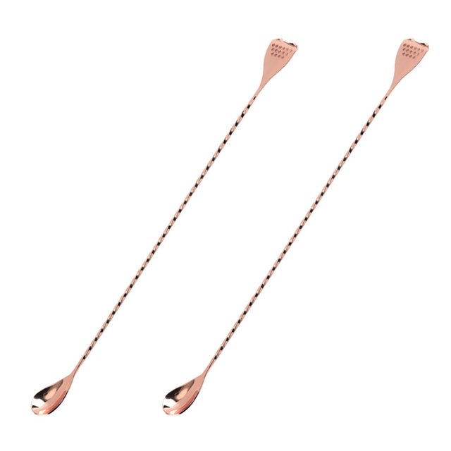 2PCS Cuchara Mezcladora de Acero Inoxidable 304 Cuchara Larga para Hielo de Bar Cuchara Mezcladora de Doble Extremo Cuchara de Cóctel de Mango Largo