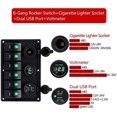 thumbnail image 4 of 6 Gang RV Waterproof Rocker Switch Panel - Digital Voltmeter Display Dual 5V USB Charger Socket DC 12V Slot Blue LED Light for Car Marine Boat Vehicles, 4 of 5