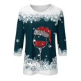thumbnail image 5 of Fheaev Ugly Christmas Hoodie Sweatshirt For Women Graphic Christmas Tree Printed Winter Holiday Pullovers T-Shirt Blouse Top Crew-Neck 3/4 Sleeves Loose Casual Funny Christmas Sweaters, 5 of 5