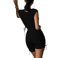 thumbnail image 3 of Sylvamorning Women Solid Color Clothes Set Tops+High Waist Shorts Drawstring, 3 of 5