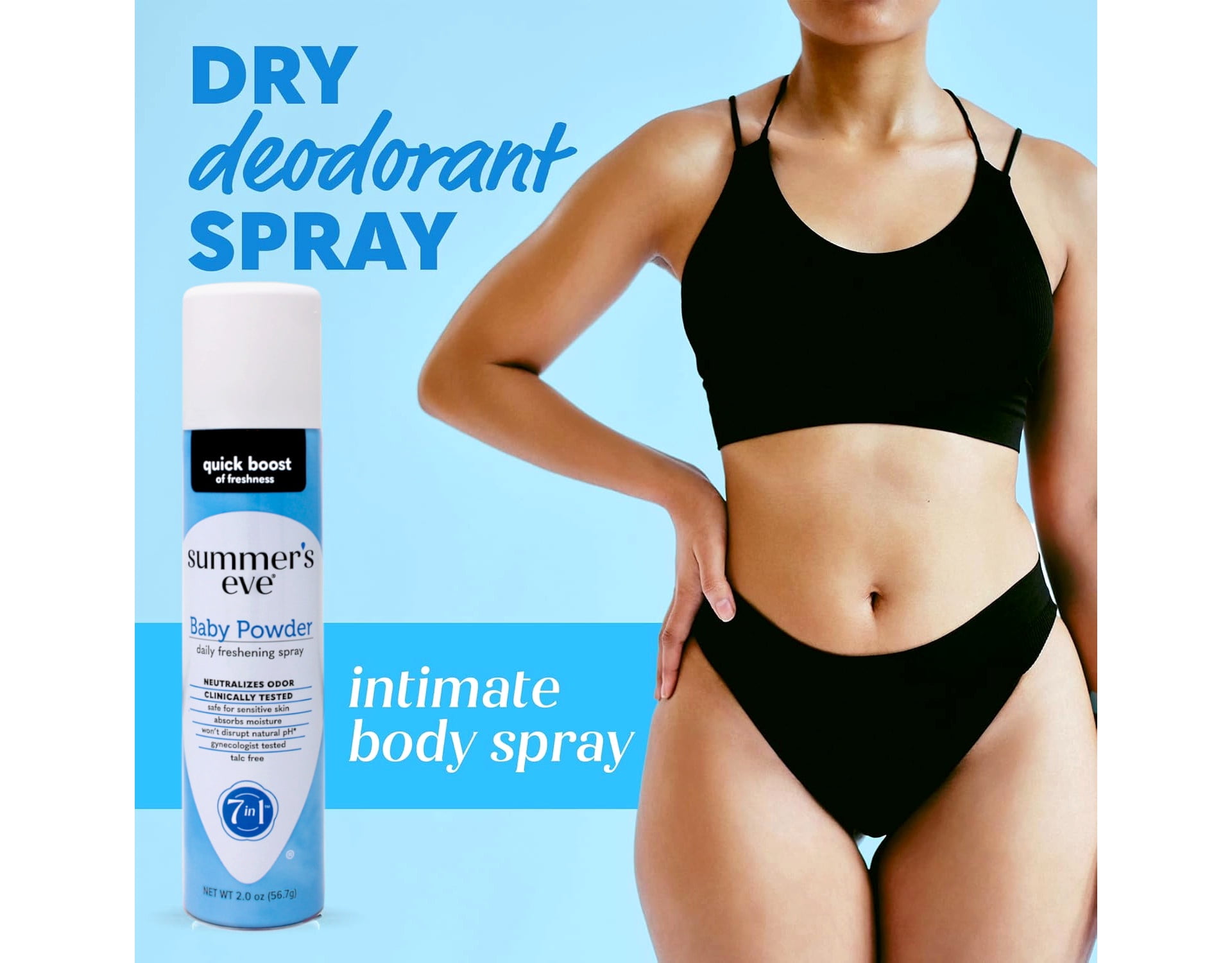 Summer's Eve Baby Powder Daily Gentle Feminine Spray, 2 oz - 6 Pack