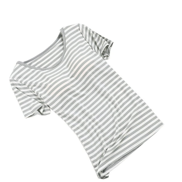 Blouse Femme Unie Décontractée Mode Col Rond Manches Courtes Pyjama Tops