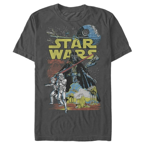 Star Wars Men's Galactic Battle Graphic Tee, Retro Design,