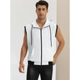 thumbnail image 3 of Unique Bargains Men's Hoodie Vest Zip Up Sleeveless Drawstring Hooded Sweatshirt L White, 3 of 5