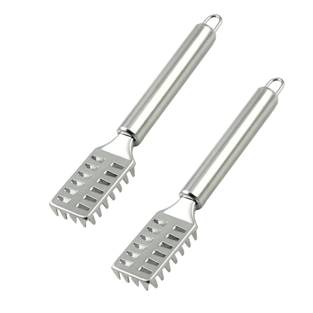 WESIEVYA 2Pcs Fish Scale Silver with Built in Collector and Safety Features for Easy Scale Removal