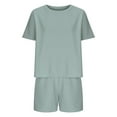 thumbnail image 4 of Women's Short Sleeve Tops Womens Lounge Sets Short Sleeve with Shorts Pullover Jogger Outfit Summer Casual Tracksuits Ndbuld Green 2XL, 4 of 9