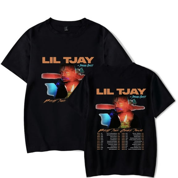 Lil Tjay Beat The Odds Tour 2023 Merch Rapper pop graphics print Crewneck Unisex Trend Casual Short Sleeve TShirt Top