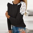 thumbnail image 2 of KBODIU Women's Classic Soild Print Pullover Tunic Tops Oversized Casual Basic Long Sleeves Lace Patchwork T-Shirts Round Neck Loose Fit Blouses Sweatshirts Plus Size, 2 of 5