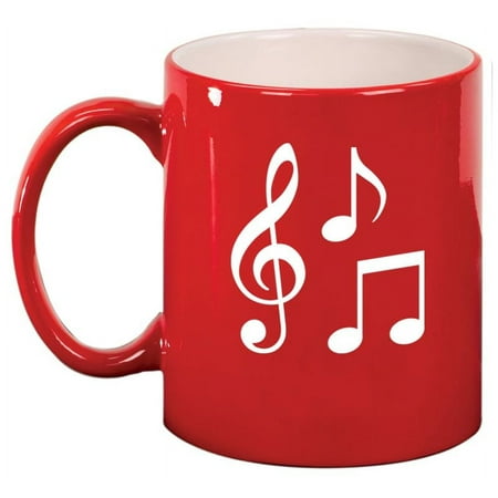 

Music Notes Ceramic Coffee Mug Tea Cup Gift for Her Him Friend Coworker Wife Husband (11oz Red)