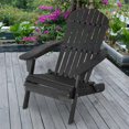 thumbnail image 3 of FDW Folding Adirondack Chair Set of 2, Wooden Pine, Patio Garden, Black, 3 of 9