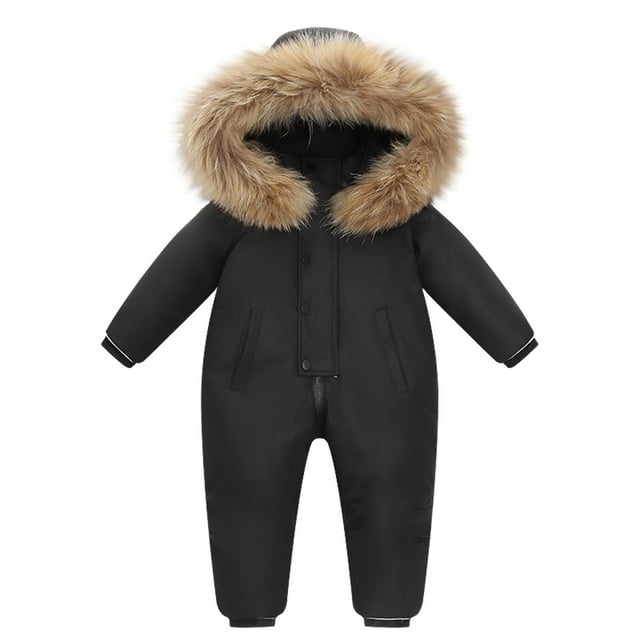 Floleo Combinaison d'Hiver pour Enfants, Déperlante, Isolée, à Capuchon, pour Garçons et Filles, Activités de Plein Air, Ski, Planche à Neige, Randonnée, Équipement pour Temps Froid, Protection Chaude (Noir#2, 1-2 Ans)