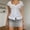 White, variant on YMNXA Women's T Shirt Short Sleeve Solid Color Buttons Ruffles Comfortable Slim Fit Top Blouse For Casual Daily Wear,White,L