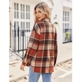 thumbnail image 4 of Zeagoo Flannel Cropped Jacket Wool Blend Shacket Plaid Button Down Shirt Fall Winter Fashion Long Sleeve Coat with Pockets, 4 of 6