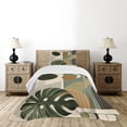 thumbnail image 4 of Ambesonne Monstera Quilted Bedspread Set 2 Pcs, Boho Abstract Mid Century, Twin Size, Beige Evergreen and Sepia, 4 of 5