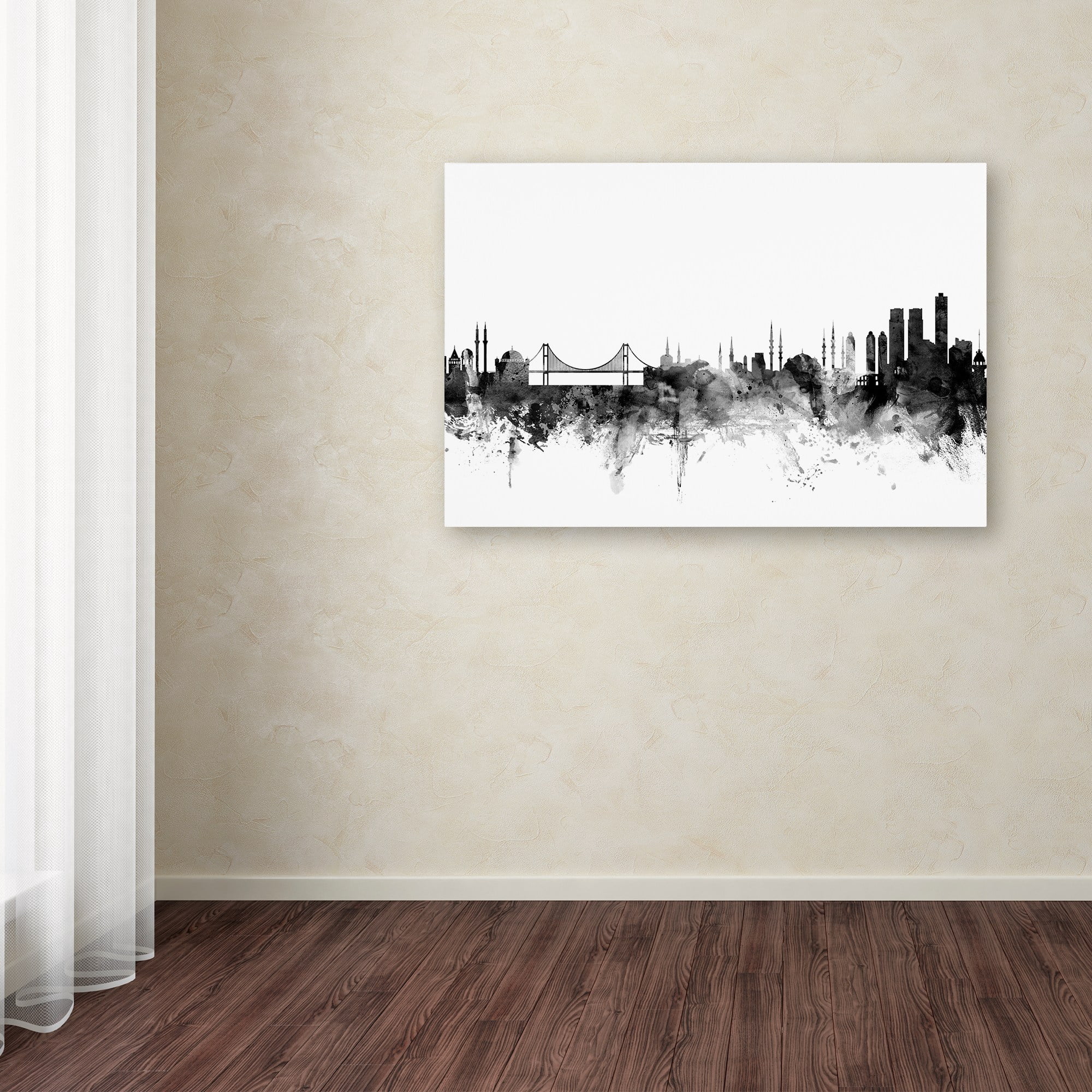 Trademark Fine Art "Istanbul Turkey Skyline B&W" Canvas Art by Michael Tompsett
