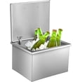 thumbnail image 1 of Drop in Ice Chest, 20" L x 16" W x 13" H Stainless Steel Ice Cooler, Commercial Ice Bin with Hinged Cover, Outdoor Kitchen Ice Bar, Drain-Pipe and Drain Plug Included, for Cold Wine Beer, 1 of 7
