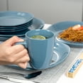 thumbnail image 4 of Bestone 16 Piece Round Kitchen Dinnerware Set,Plates and Bowls sets,Dishes, Plates, Bowls, Mugs, Dish Set，Plates and Bowls,Service for 4, Stoneware (Blue, square), 4 of 5