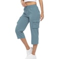 thumbnail image 2 of Pantalons Femmes Capris Cargo Randonnée Taille Haute avec Poches Pantalons en Lin Femmes Bleu Clair TTG, 2 of 6