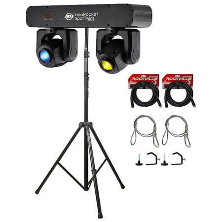 American DJ Inno Pocket Spot Twins 2 Moving Head Yoke Lights+Stand+Cables+Clamps