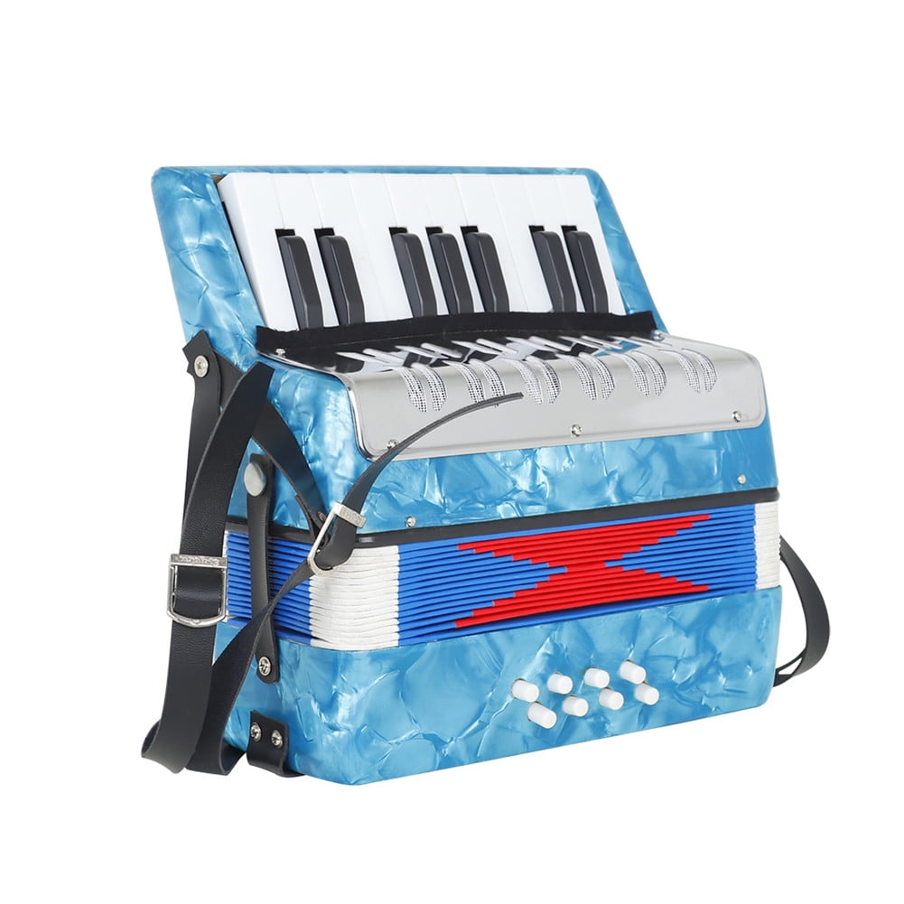 RONSHIN 17 Key Professional Mini Accordion Educational Musical Instrument for Both Kids Adult Light Blue 