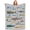 thumbnail image 1 of Manta de tiburón, regalo para niños y adultos, suave, cálida, ligera, acogedora, con estampado de especies de tiburones, lindas mantas para cama, sala de estar, sofá, decoración de cumpleaños, 50 x, 1 of 6