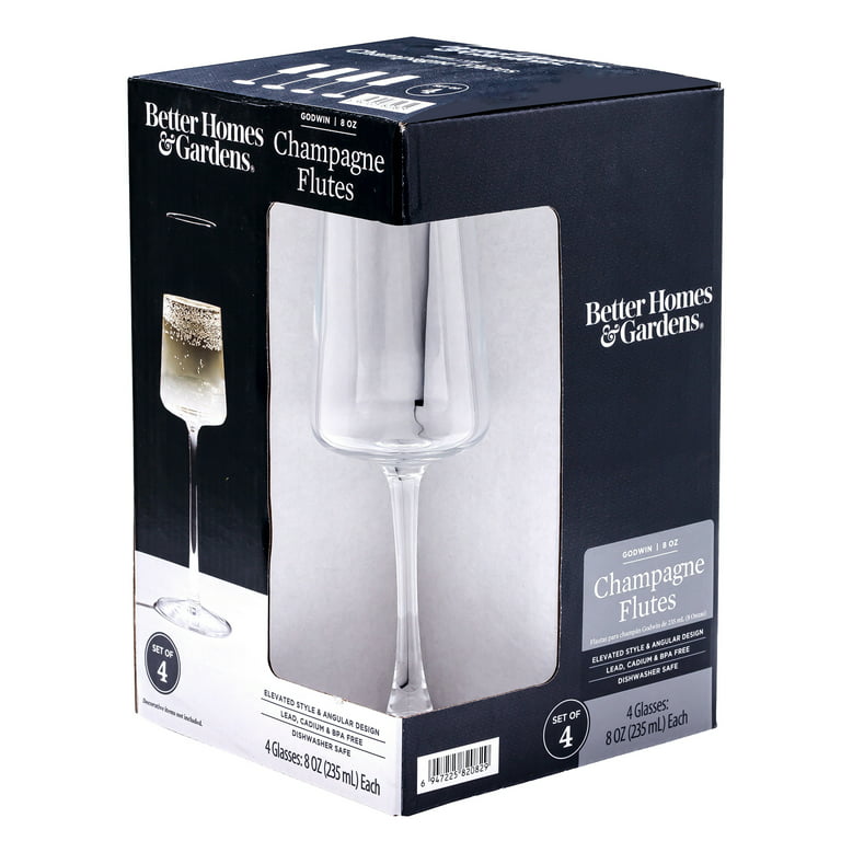 Better Homes & Gardens Clear Flared White Wine Glass with Stem, 4 Pack 
