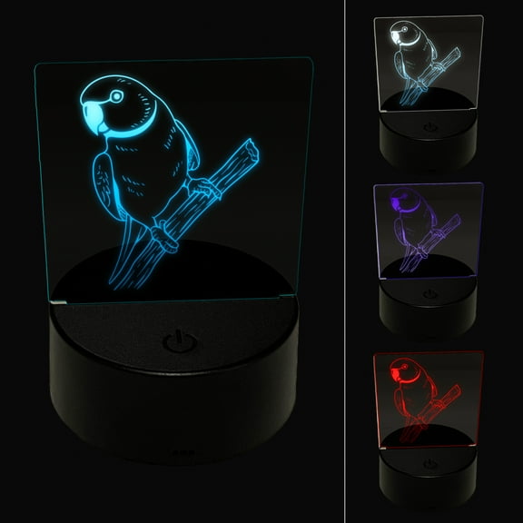 Indian Ring-Necked Parakeet Rose-Ringed Bird Parrot LED Night Light Sign 3D Illusion Desk Nightstand Lamp