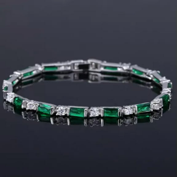 Pink Cubic Zircon Thin Charm Link Bracelet for Women CZ Fashion Party Jewellery