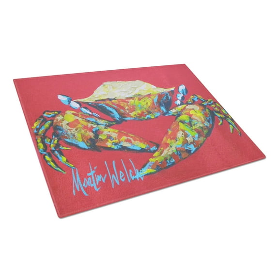 Carolines Treasures MW1096LCB Crab Seafood One Glass Cutting Board Large, 12H x 16W, multicolor