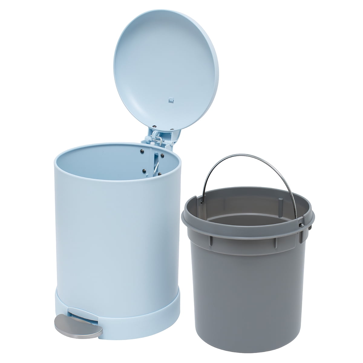 Glad Bathroom Trash Can, 1.2 Gallon Stainless Steel Small Step Garbage Bin with Lid, Blue