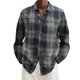 thumbnail image 1 of Camisas Para Hombre Hombre Otoño Invierno de un solo pecho cálido Casual Plaid solapa playa manga larga vacaciones al libre camisa de vacaciones (Grey, XL), 1 of 5