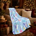 thumbnail image 3 of Happy Snowmen with Pink Bows Wrapped Presents Stars and Falling Snow, Playful Winter Party Art for enthusiasts, Cozy Flannel Blanket for living room and Bedroom, Christmas Gift, Home Decor, 3 of 9