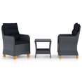 thumbnail image 1 of vidaXL 3 Piece Garden Lounge Set with Cushions Poly Rattan Dark Grey, 1 of 12