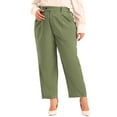 thumbnail image 2 of DARING DIVA Women's Plus Elastic High Waisted Long Straight Pants 2X Army Green, 2 of 6