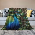 thumbnail image 2 of COMIO  Blue Feather Colorful Peacock Birds Tail Gold Zoo Rainbow Flannel Blanket Home Sleeping Blanket Decor Sofa Blanket, 2 of 6