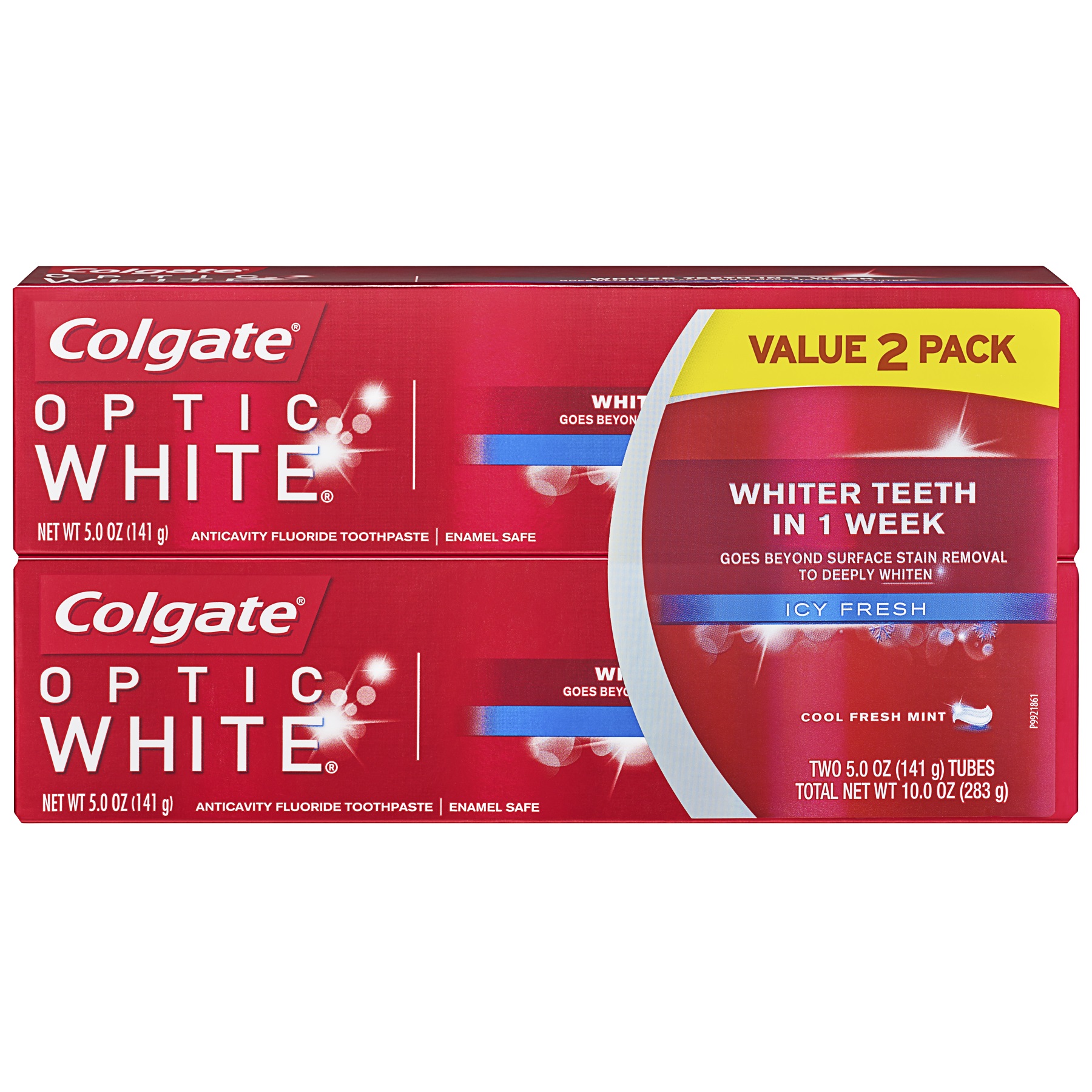 Colgate Optic White Teeth Whitening Toothpaste, Icy Fresh, 5 Oz, 2 Ct