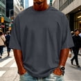 thumbnail image 3 of Agkizg Men Crew Neck T Shirts, Short Sleeve Solid Loose Drop Shoulder Casual Tops Soft Basic Tees for Daily Outdoor Summer Everyday Wear, 3 of 6