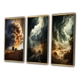 thumbnail image 3 of Designart "Nature s Fury Unleashed" Landscape & Nature Framed Wall Art Set Of 3 - Orange Storms Frame Canvas Set For Living Room Decor, 3 of 6